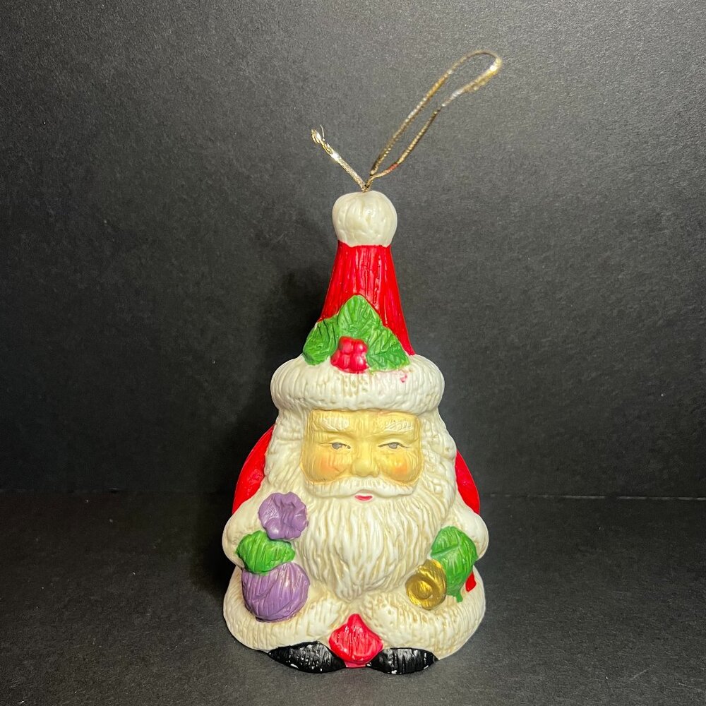 Vintage 1994 Artmark Hand-Painted Porcelain Santa Claus Christmas Bell 5"